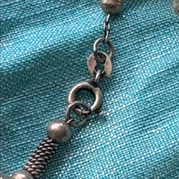 Elegant Ancient Geometric Sterling 925 Beaded Necklace 24” Byzantine 34g Heavy - Picture 4 of 6